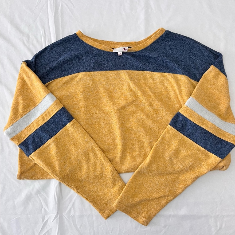 SO Yellow and Blue Knit Top